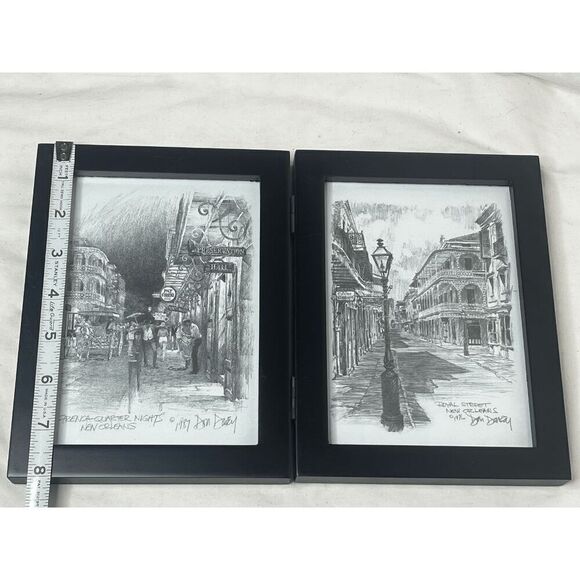 Don Davey Signed Pencil Drawing French Quarter Nights & Royal Street New Orleans - Picture 2 of 8